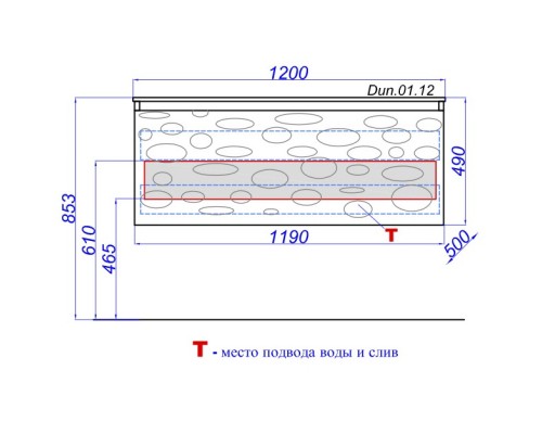 Тумба с раковиной белый глянец 120 см Clarberg Dune DUN0112 + EL.12.04.D