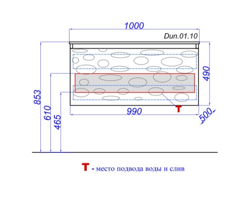 Тумба с раковиной белый глянец 100 см Clarberg Dune DUN0110 + EL.10.04.D