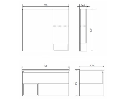 Зеркальный шкаф 88x80 см дуб бежевый Comforty Турин 00004136265