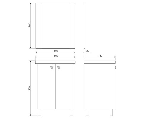 Тумба с раковиной белый глянец 60 см Comforty Флоренция 00003127387