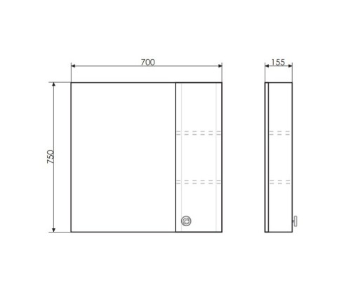 Зеркальный шкаф 70x75 см белый глянец Comforty Флоренция 00003130350