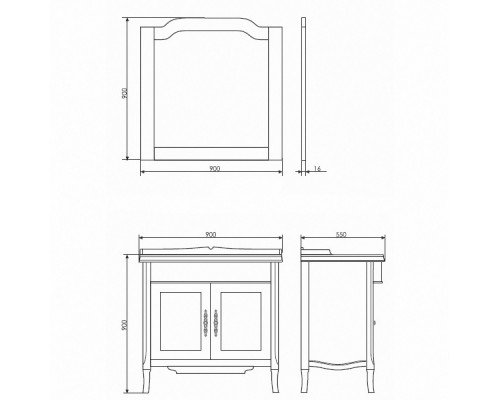 Зеркало 90x90 см слоновая кость Comforty Версаль 00003130382