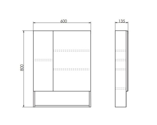 Зеркальный шкаф 60x80 см дуб белый Comforty Никосия 00004138878