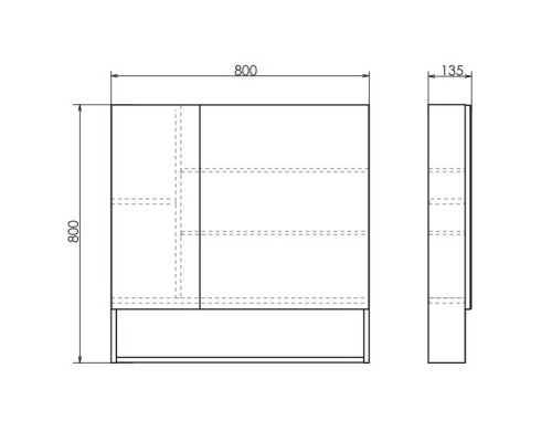 Зеркальный шкаф 80x80 см дуб белый Comforty Никосия 00004138838