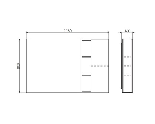 Зеркальный шкаф 118x80 см белый глянец Comforty Милан 00004136261