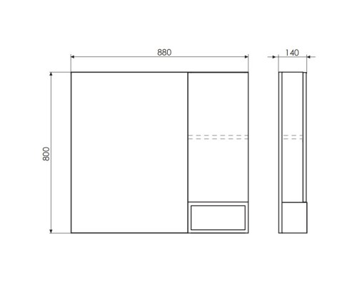 Зеркальный шкаф 88x80 см дуб белый Comforty Прага 00004136263