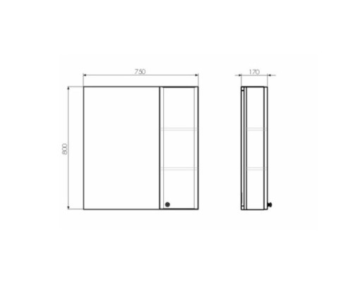 Зеркальный шкаф 75x80 см белый глянец Comforty Амстердам 00004144209