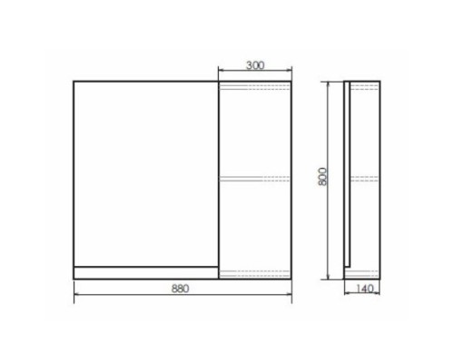 Зеркальный шкаф 88x80 см дуб темный/черный муар Comforty Кёльн 00004147987