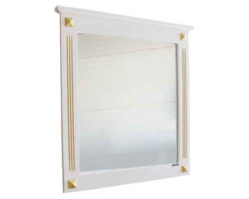 Зеркало 80,6x86,2 см белый глянец золотая патина Comforty Палермо 00004143814