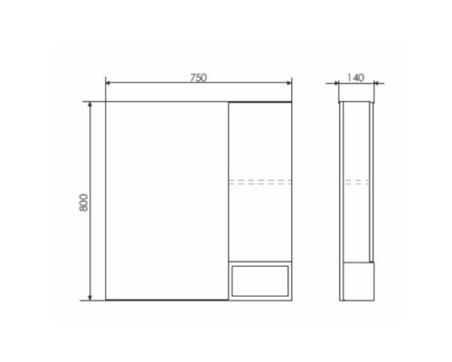 Зеркальный шкаф 75x80 см дуб белый/белый Comforty Прага 00004144199