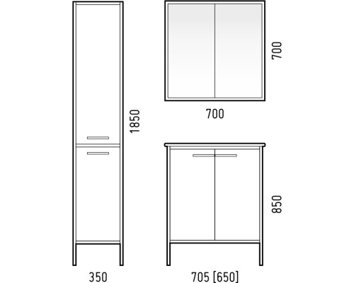 Зеркальный шкаф 70x70 см арт/серый Corozo Айрон SD-00000279