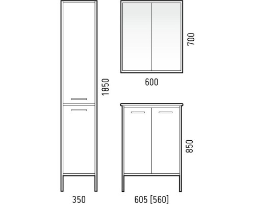 Зеркальный шкаф 60x70 см антик/черный Corozo Айрон SD-00000278