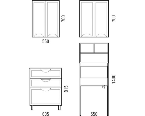Шкаф двустворчатый подвесной 55x70 см белый глянец Corozo Монро SD-00000367