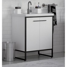 Тумба с раковиной белый глянец/черный 61 см Corozo Айрон SETSD-00000399/SD-00000380