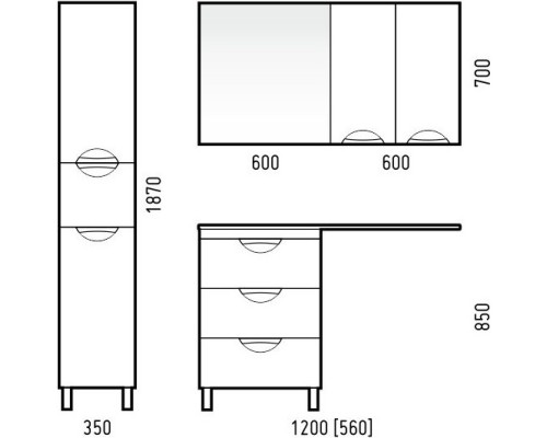 Шкаф двустворчатый 60x70 белый глянец Corozo Алиот SD-00000606