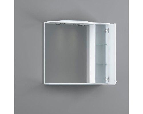 Зеркальный шкаф 75x75 см белый глянец R Damixa Palace One M41MPR0751WG