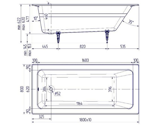 Чугунная ванна 180x80 см Delice Parallel DLR220506-AS