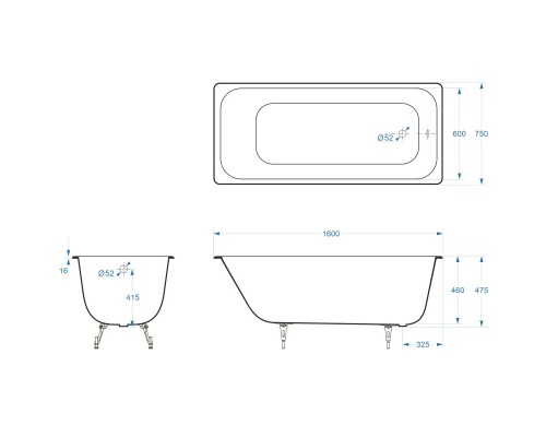 Чугунная ванна 160x70 см Delice Aurora DLR230604R-AS