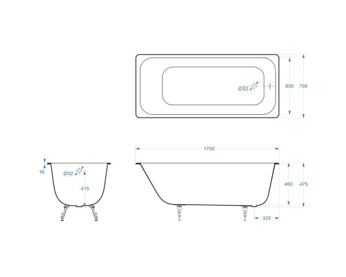 Чугунная ванна 170x70 см Delice Aurora DLR230605R