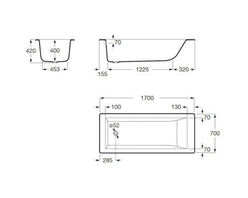 Чугунная ванна 170x70 см Delice Eclat DLR230621-AS