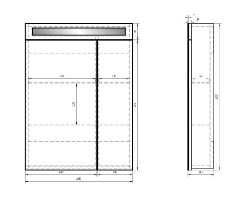 Зеркальный шкаф 60x82 см белый глянец L Dreja Uni 99.9001