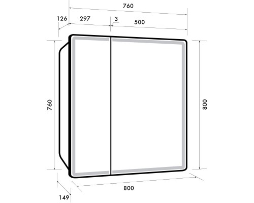 Зеркальный шкаф 80x80 см белый глянец R Dreja Point 99.9034