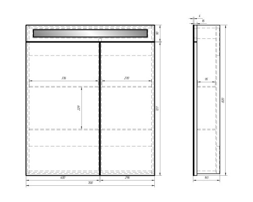 Зеркальный шкаф 70x82 см белый глянец L Dreja Uni 99.9002