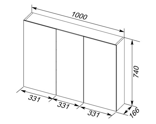 Зеркальный шкаф 100x74 см белый глянец Dreja Premium 77.9003W