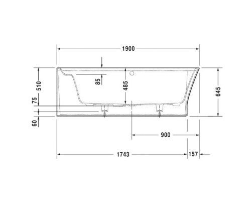 Акриловая ванна 190x90 см L Duravit Cape Cod 700362000000000