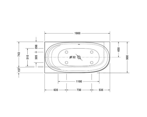 Акриловая ванна 190x90 см L Duravit Cape Cod 700362000000000