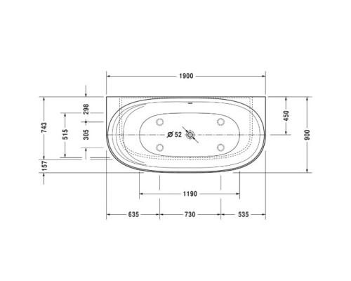 Акриловая ванна 190x90 см Duravit Cape Cod 700364000000000