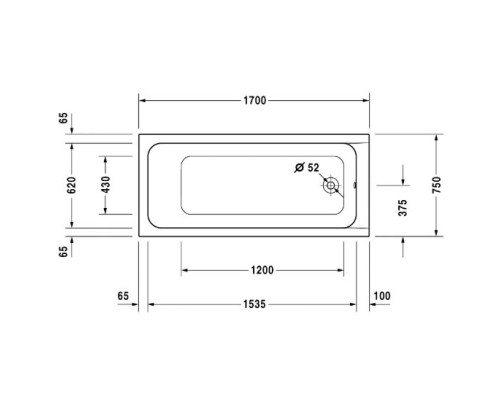 Акриловая ванна 170x75 см Duravit D-Code 700100000000000