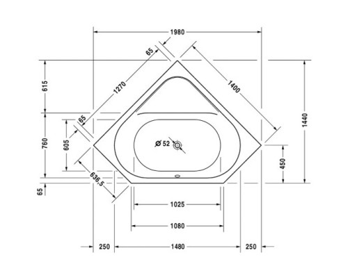 Акриловая ванна 140x140 см Duravit D-Code 700137000000000