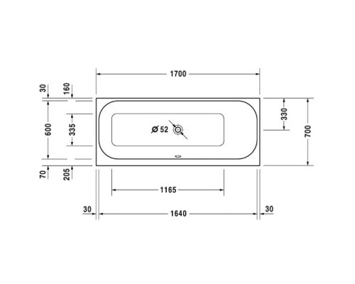 Акриловая ванна 170x70 см R Duravit Happy D.2 700311000000000