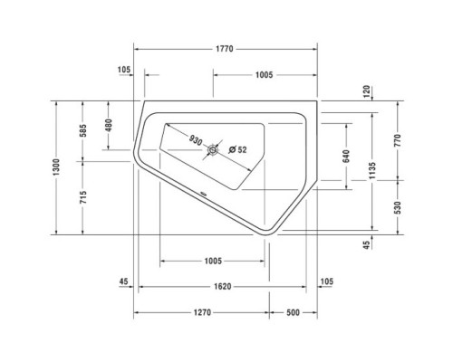 Акриловая ванна 177x130 см R Duravit Paiova 5 700391000000000