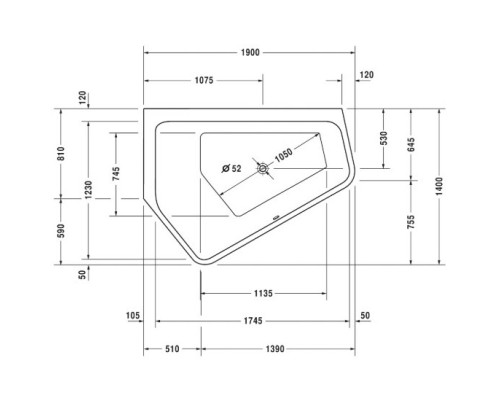 Акриловая ванна 190x140 см L Duravit Paiova 5 700396000000000