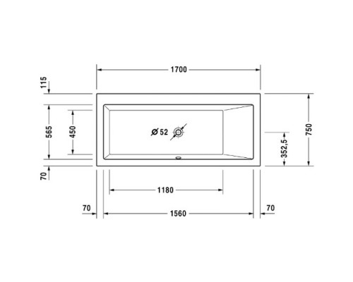 Акриловая ванна 170x75 см R Duravit Vero 700134000000000