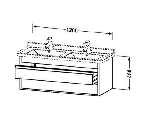 Тумба бетонно-серый матовый 120 см Duravit Ketho KT664600707