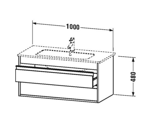 Тумба бетонно-серый матовый 100 см Duravit Ketho KT643000707