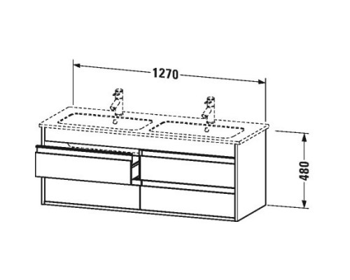 Тумба бетонно-серый матовый 127 см Duravit Ketho KT643300707