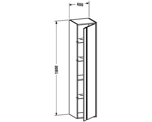 Пенал подвесной белый матовый R Duravit Ketho KT1255R1818