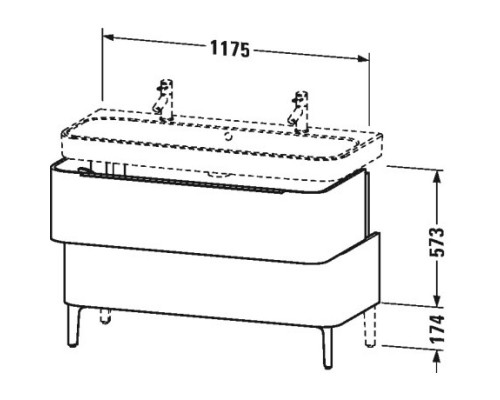 Тумба кашемировый дуб 117,5 см Duravit Happy D.2 H2637501111