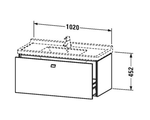 Тумба бетонно-серый матовый 102 см Duravit Brioso BR404301007