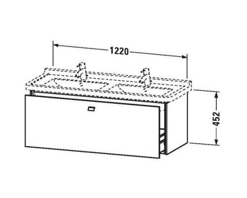 Тумба бетонно-серый матовый 122 см Duravit Brioso BR404401007