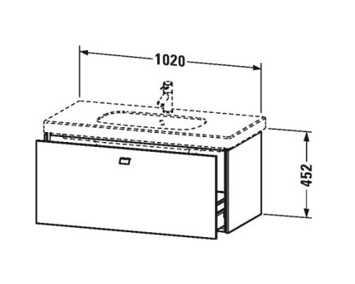 Тумба бетонно-серый матовый 102 см Duravit Brioso BR404701007