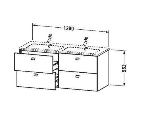 Тумба серый дуб 129 см Duravit Brioso BR410601035