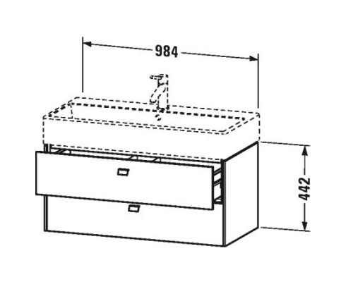 Тумба бетонно-серый матовый 98,4 см Duravit Brioso BR415600707