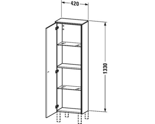 Пенал подвесной бетонно-серый матовый L Duravit Brioso BR1300L0707