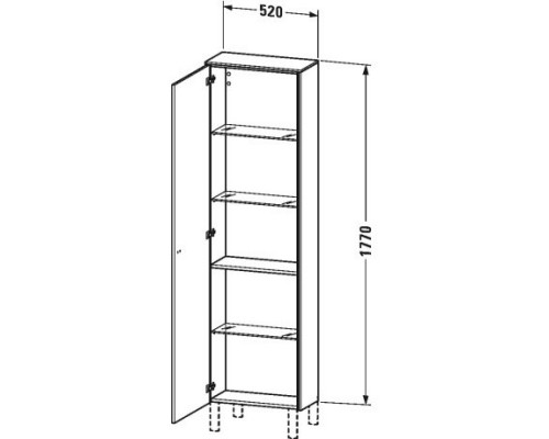 Пенал подвесной бетонно-серый матовый L Duravit Brioso BR1321L0707