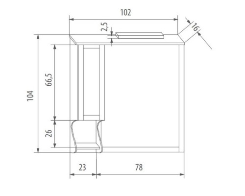 Зеркальный шкаф 102x104 см пергамон Eban Singolo SX FCPLS102SPGpergam*1